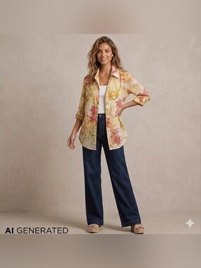 Caribbean Joe button down top
